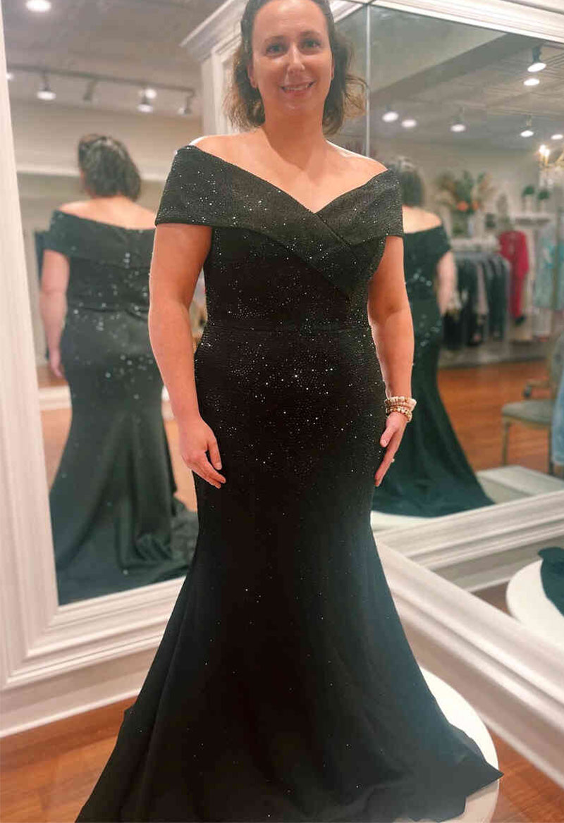 Black sequin mother of the sales bride dress