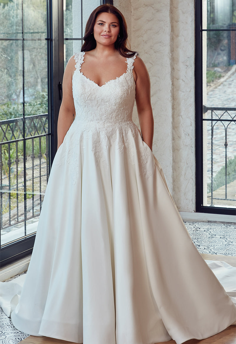 Satin sleeveless hotsell wedding dress