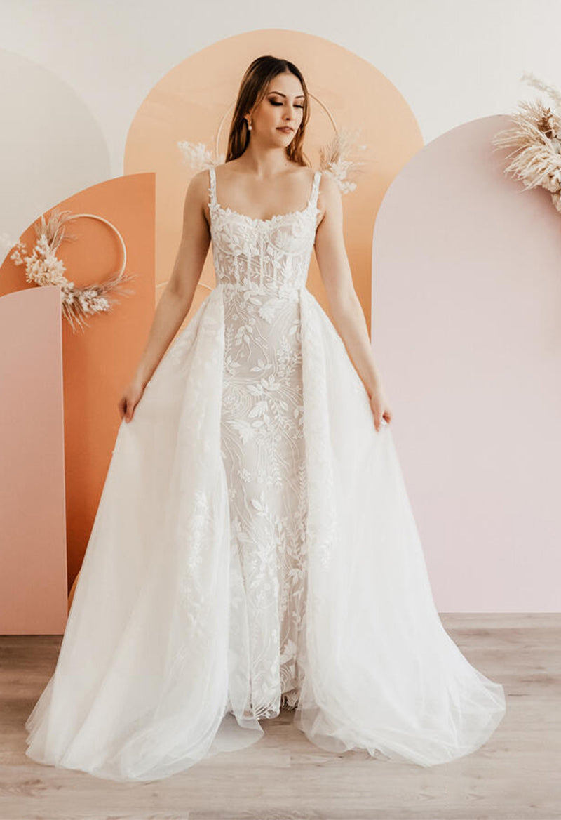 Sheath Wedding Dress with Train