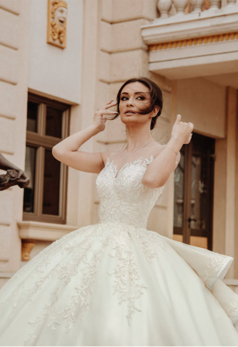 Illusion ball gown outlet wedding dress