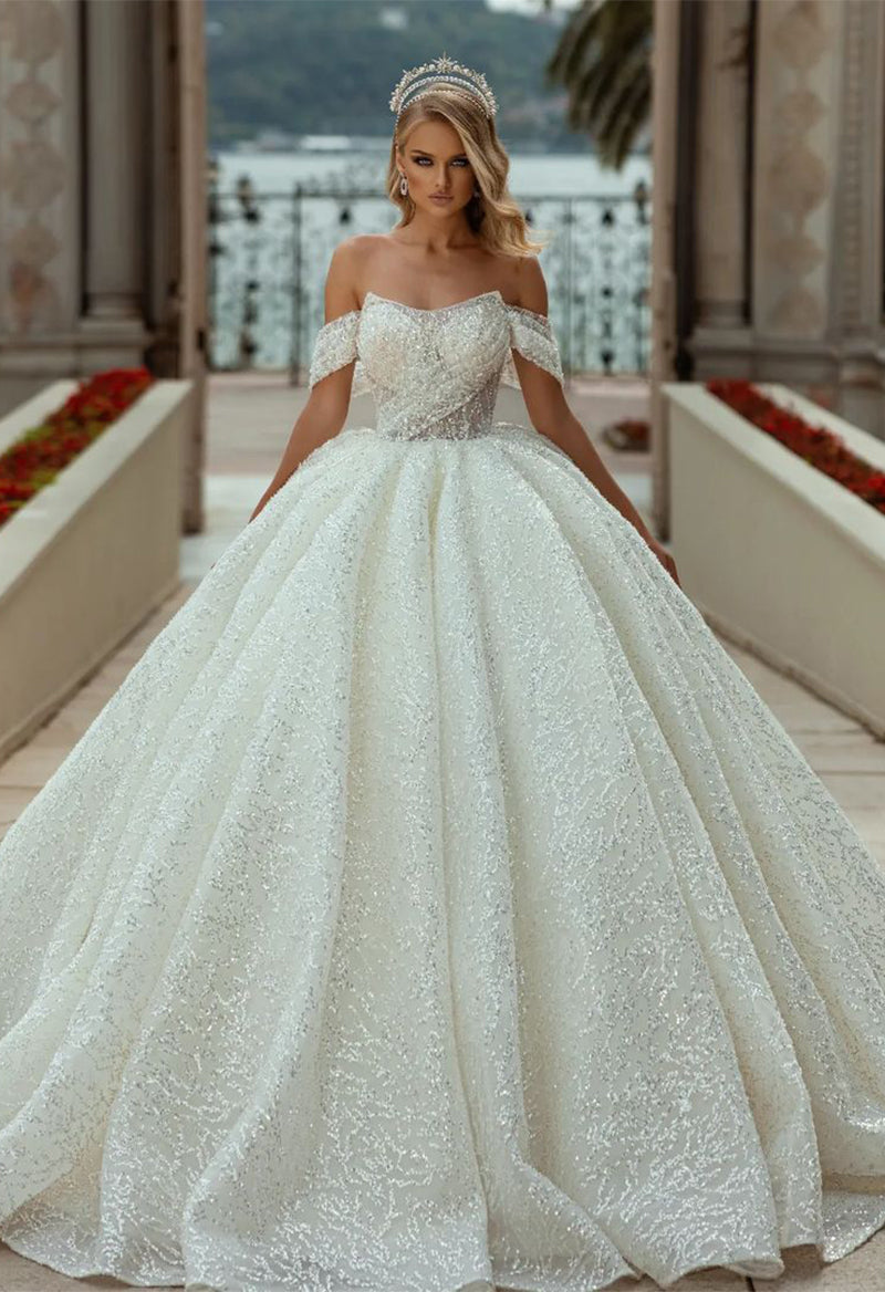 Off shoulder ball gown wedding clearance dress