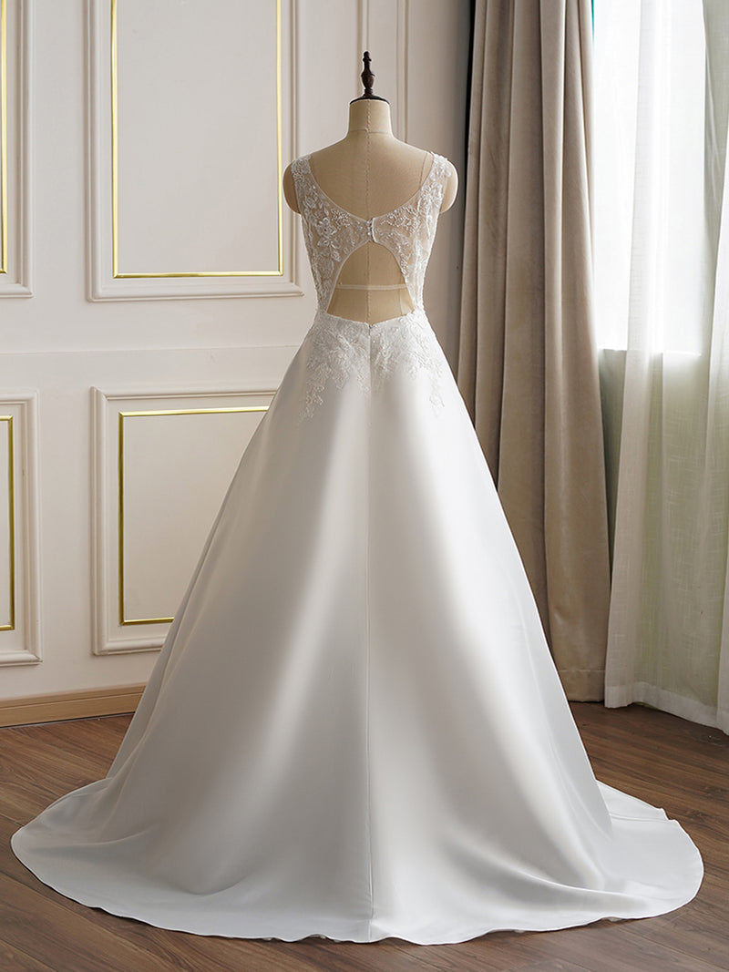 Key Hole Back Mikado Wedding Dress