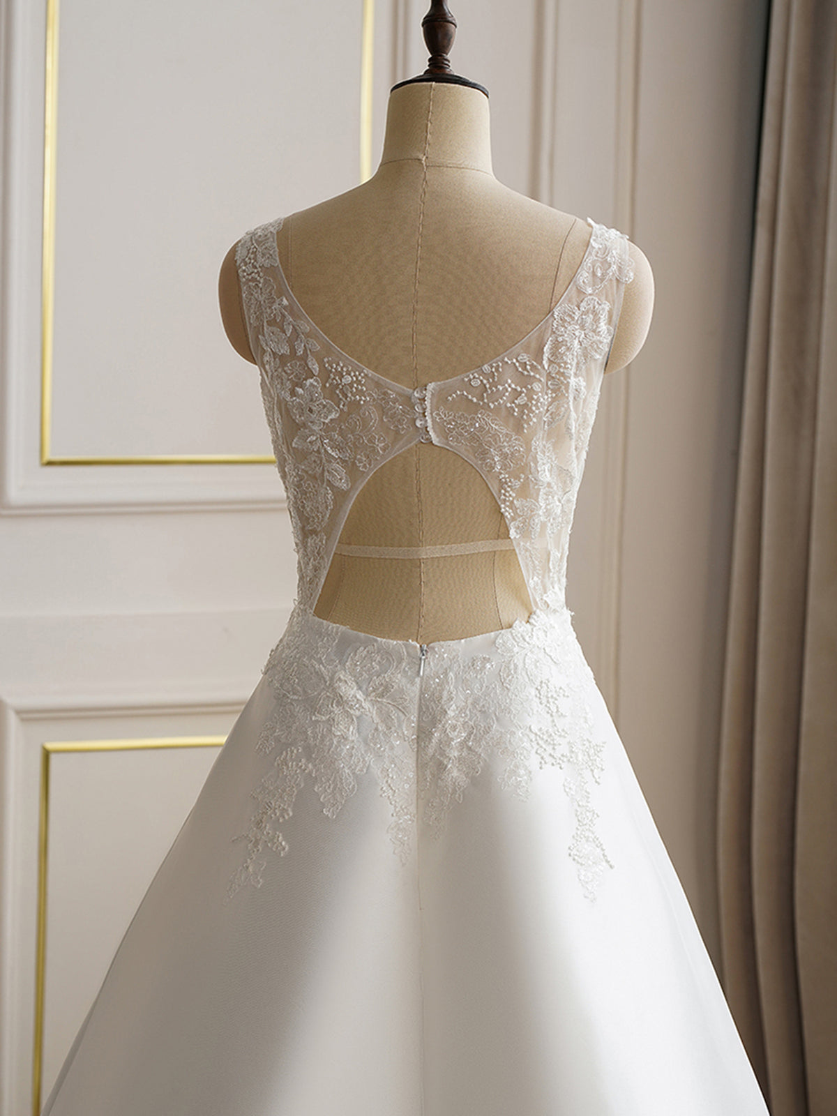 Key Hole Back Mikado Wedding Dress