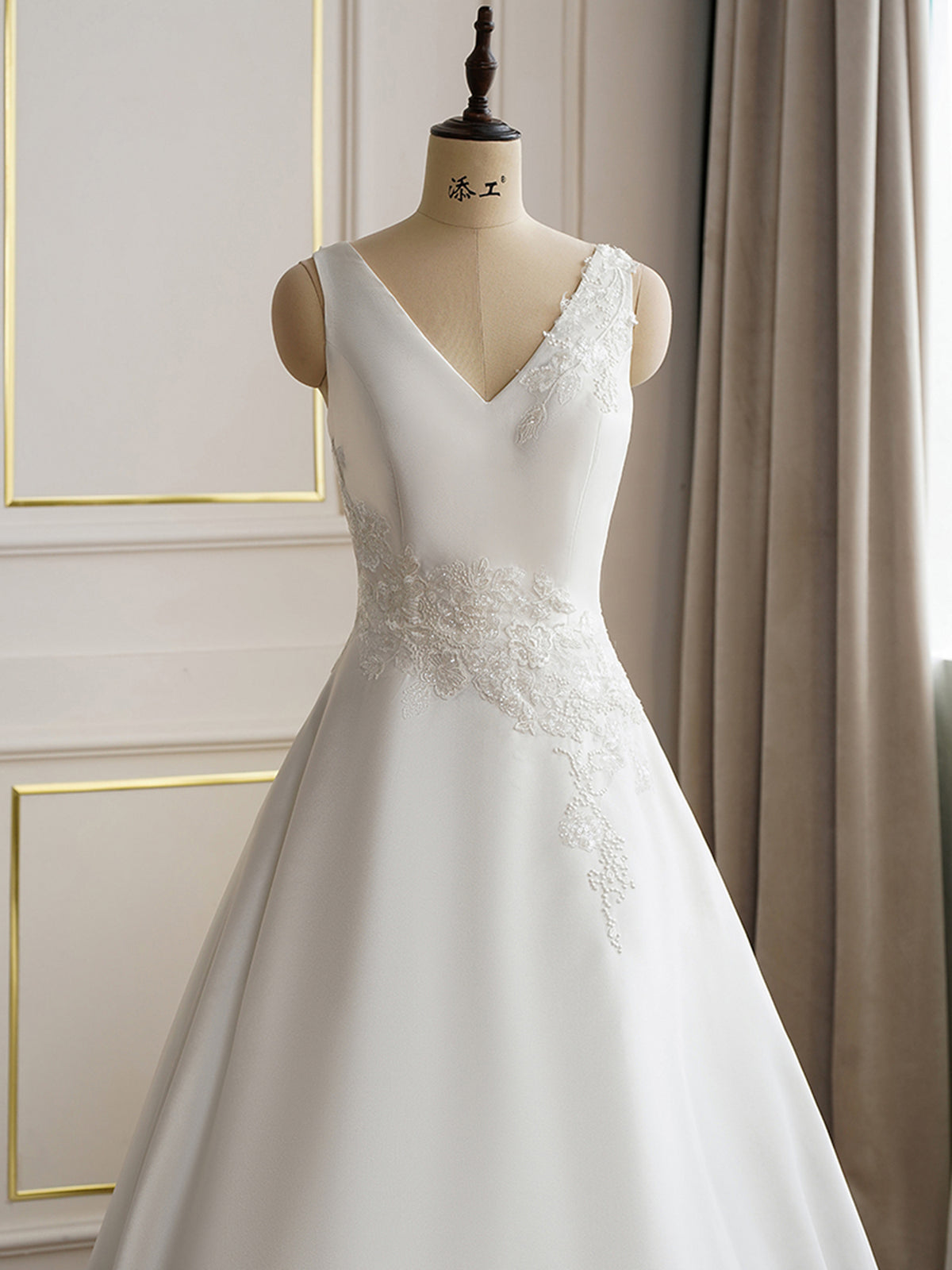 Key Hole Back Mikado Wedding Dress