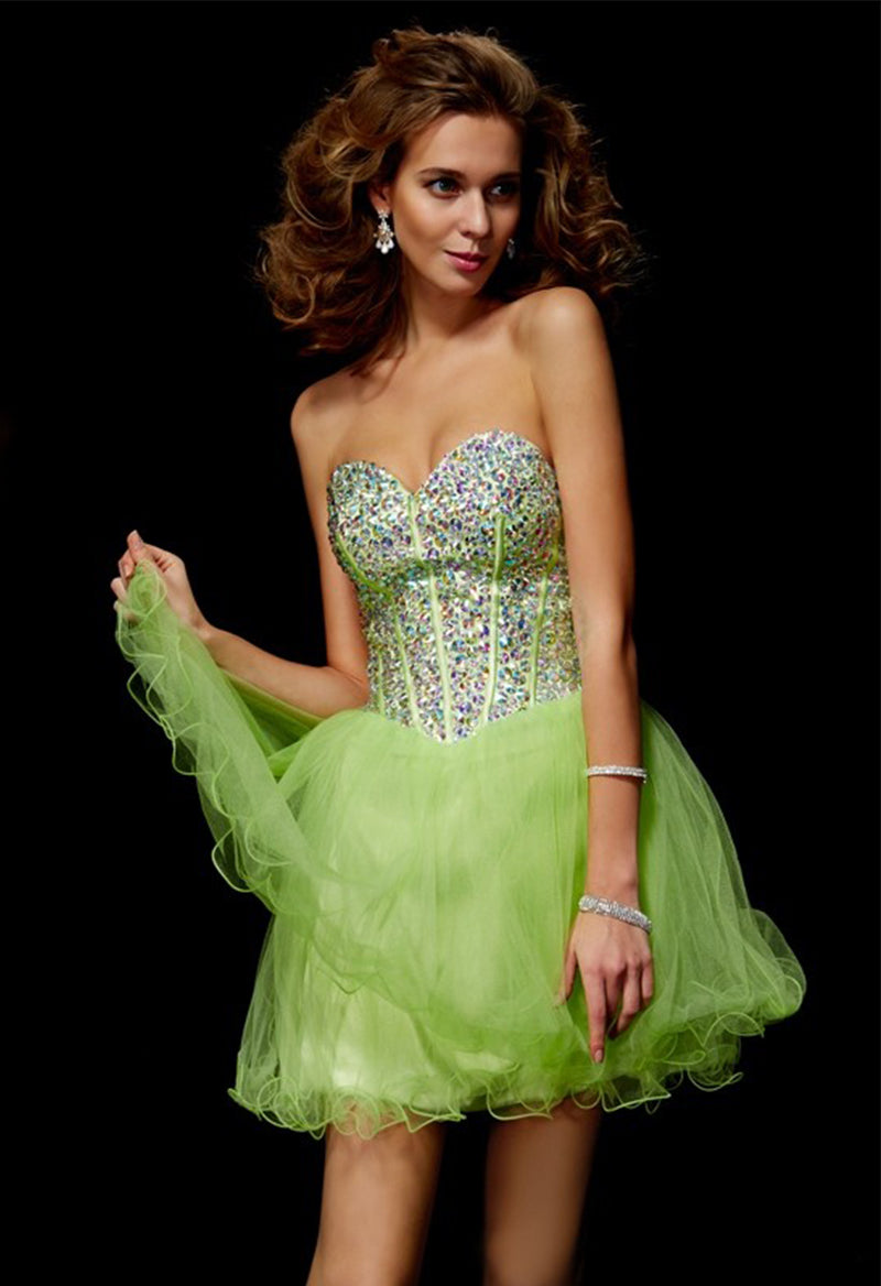 Sweetheart Neckline Sequined Tulle Sleeveless Homecoming Dress As Picture