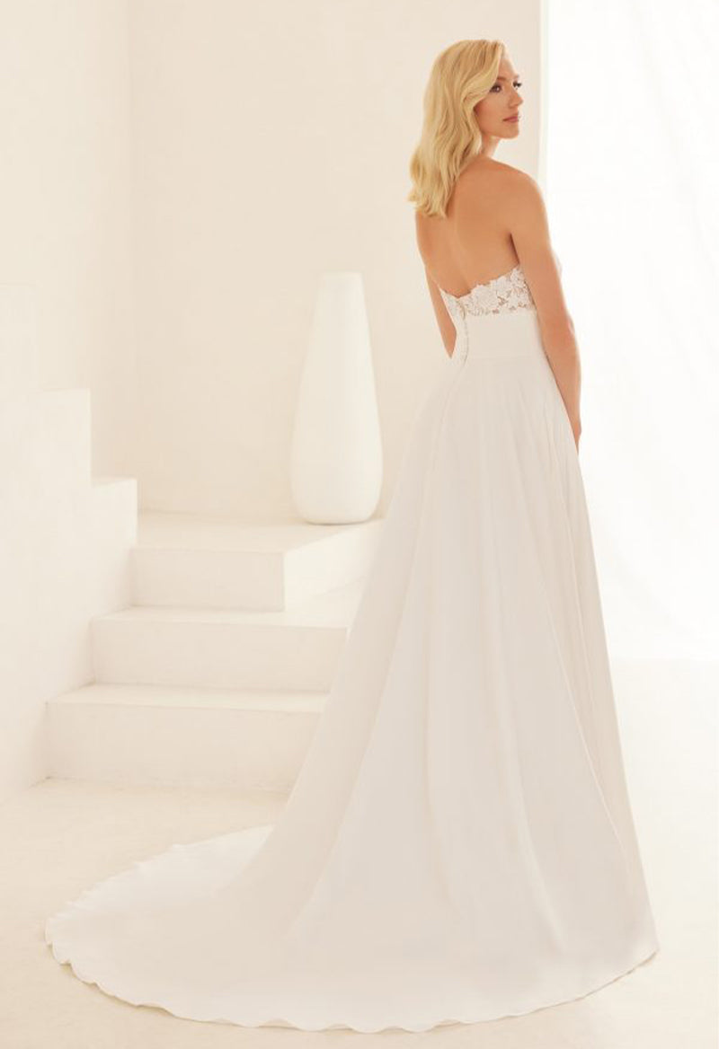 Sweetheart Neck Detachable Sleeve Slits Court Train A Line Wedding Dress