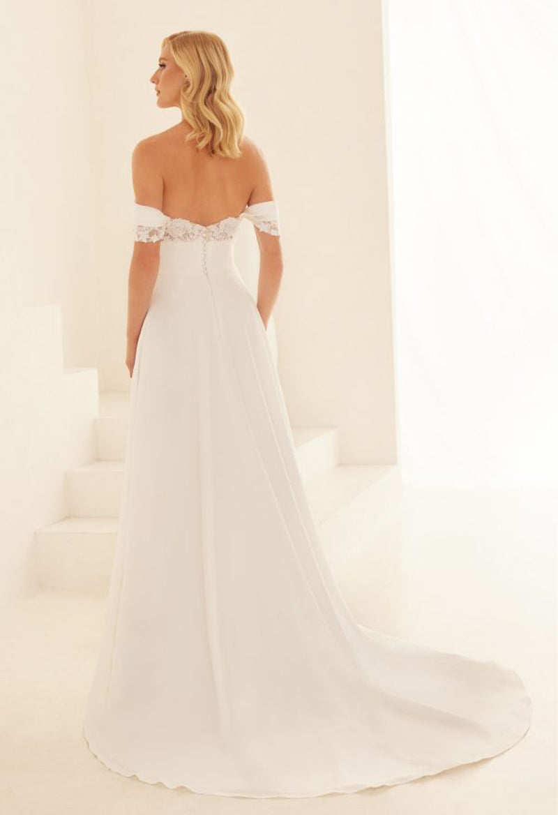 Sweetheart Neck Detachable Sleeve Slits Court Train A Line Wedding Dress