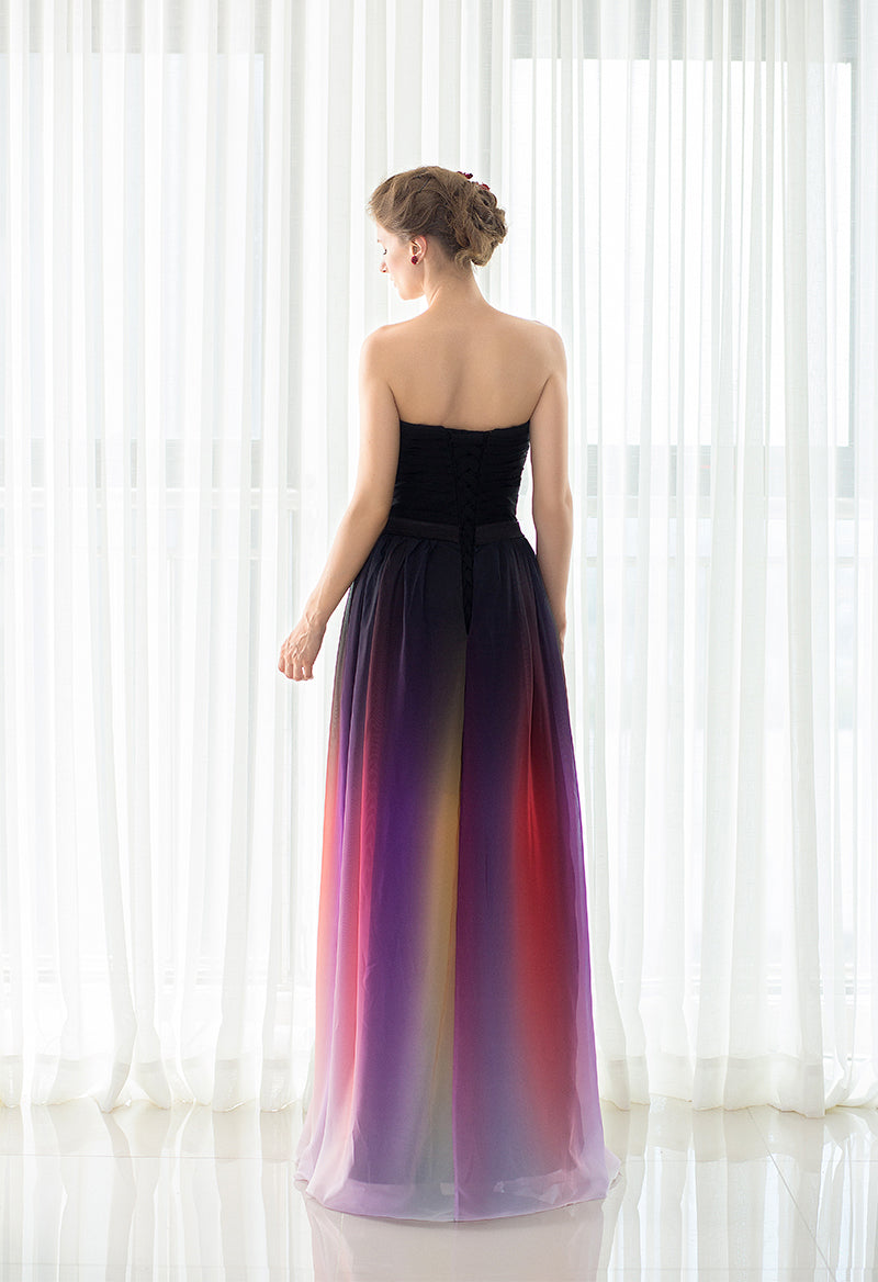 Sweetheart Neck Chiffon Pleated Ombre Prom Dress