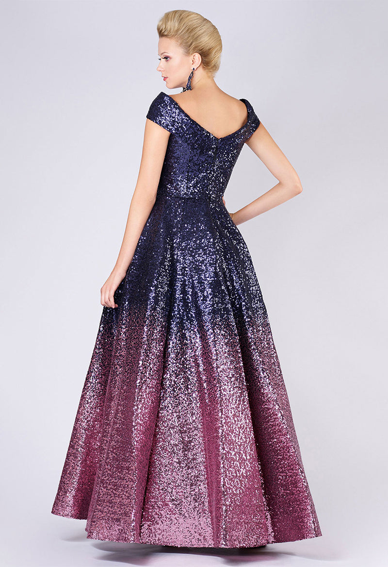 V Neck Sparkly Satin Cap Sleeve A Line Floor Length Evening Dress