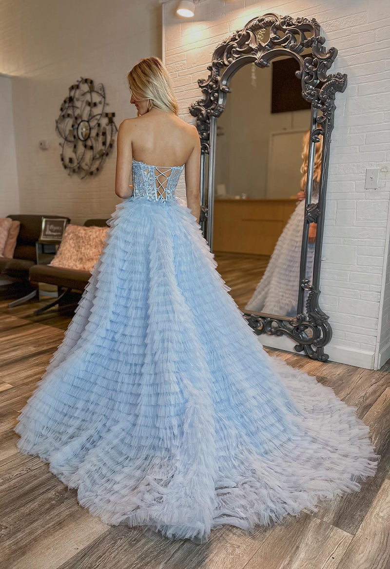 Sweetheart Neck Sleeveless Ball Gown Tulle Court Train Prom Dress