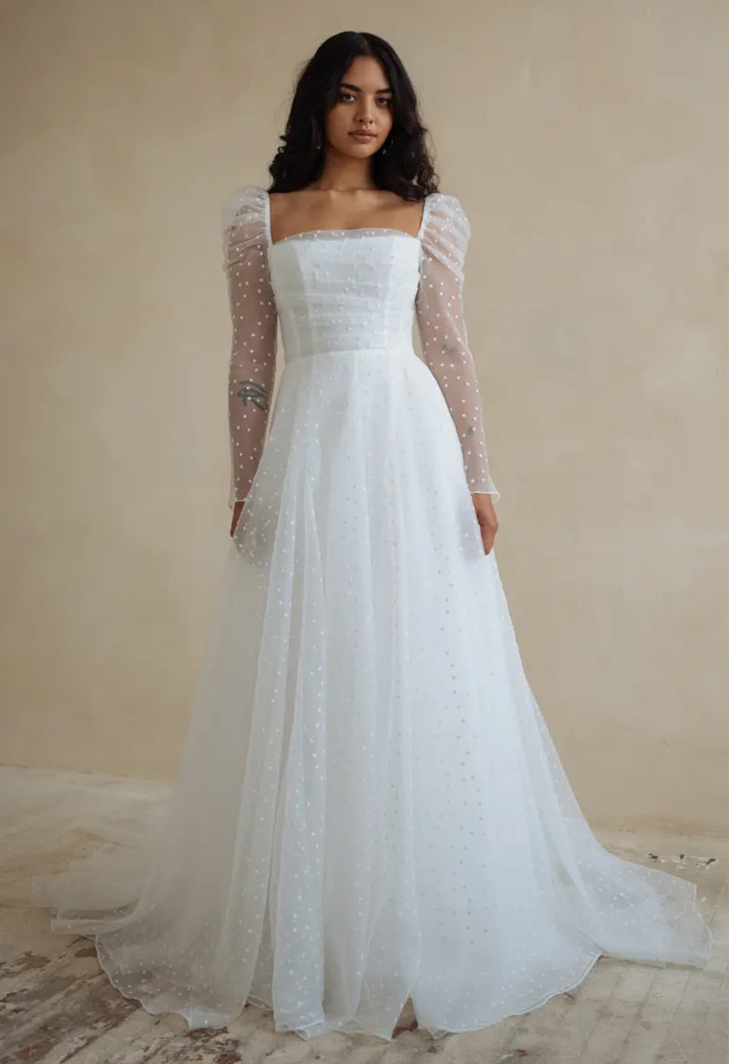 Princess V Neck Spaghetti Strap Aline Wedding Dress With Lace – Pandrodressy
