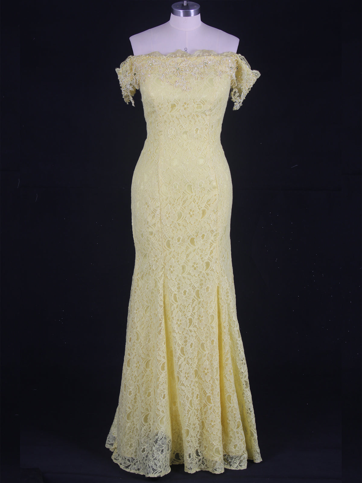 Daffodil Off-the-should Fit and Flare Evening Dress As Picture