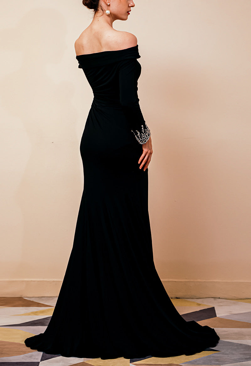 Velvet Dress-velvet Simple Long Sleeves Dress-velvet Classic High