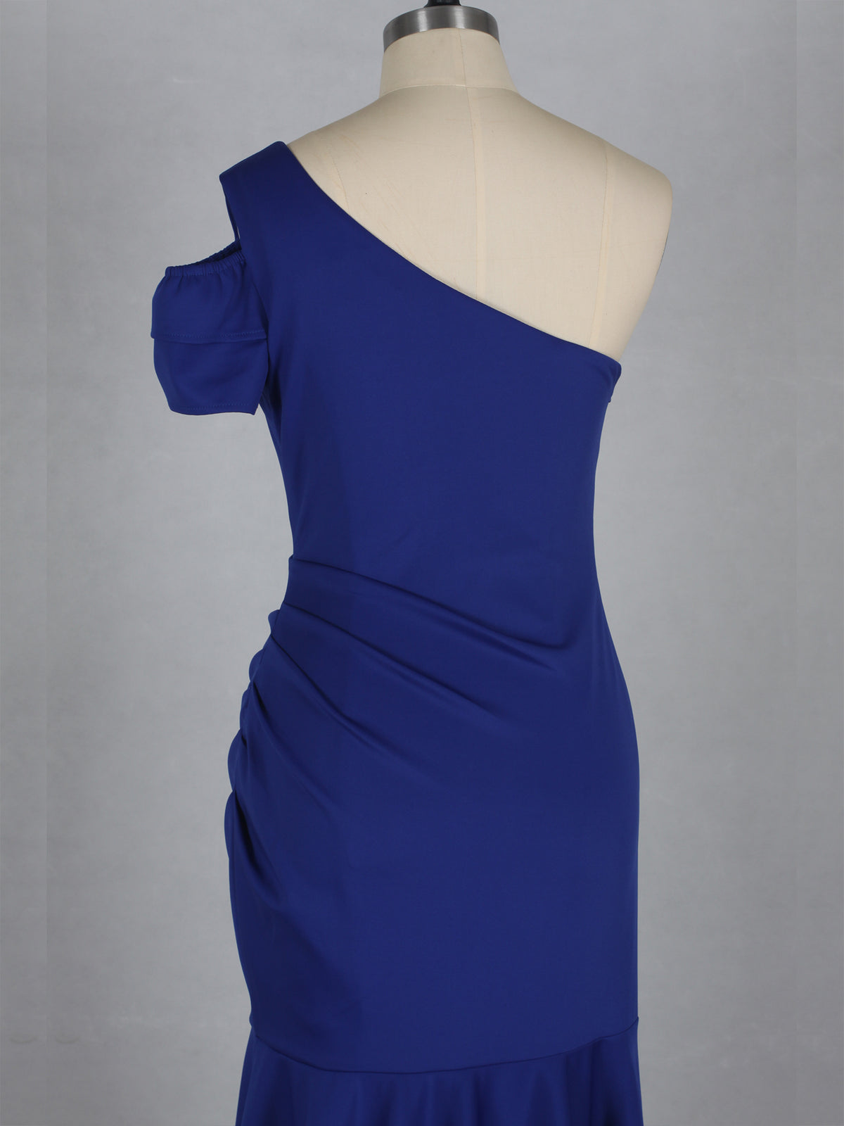 Royal Blue One Shoulder Ruffle Evening Dress