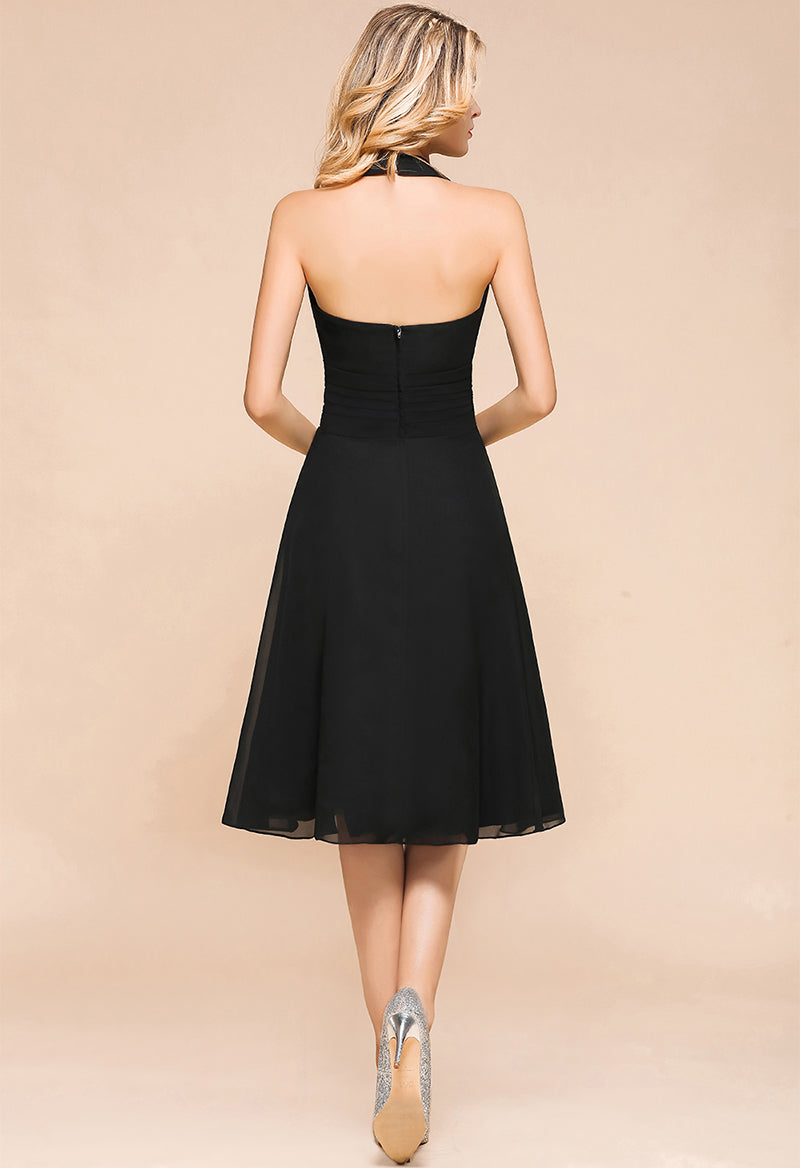 V-Neck Backless Sleeveless Knee Length A Line Cocktail Dress