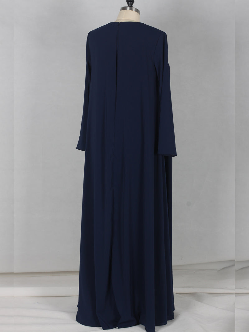 Two Piece Navy Chiffon Neckline Aline Evening Dress