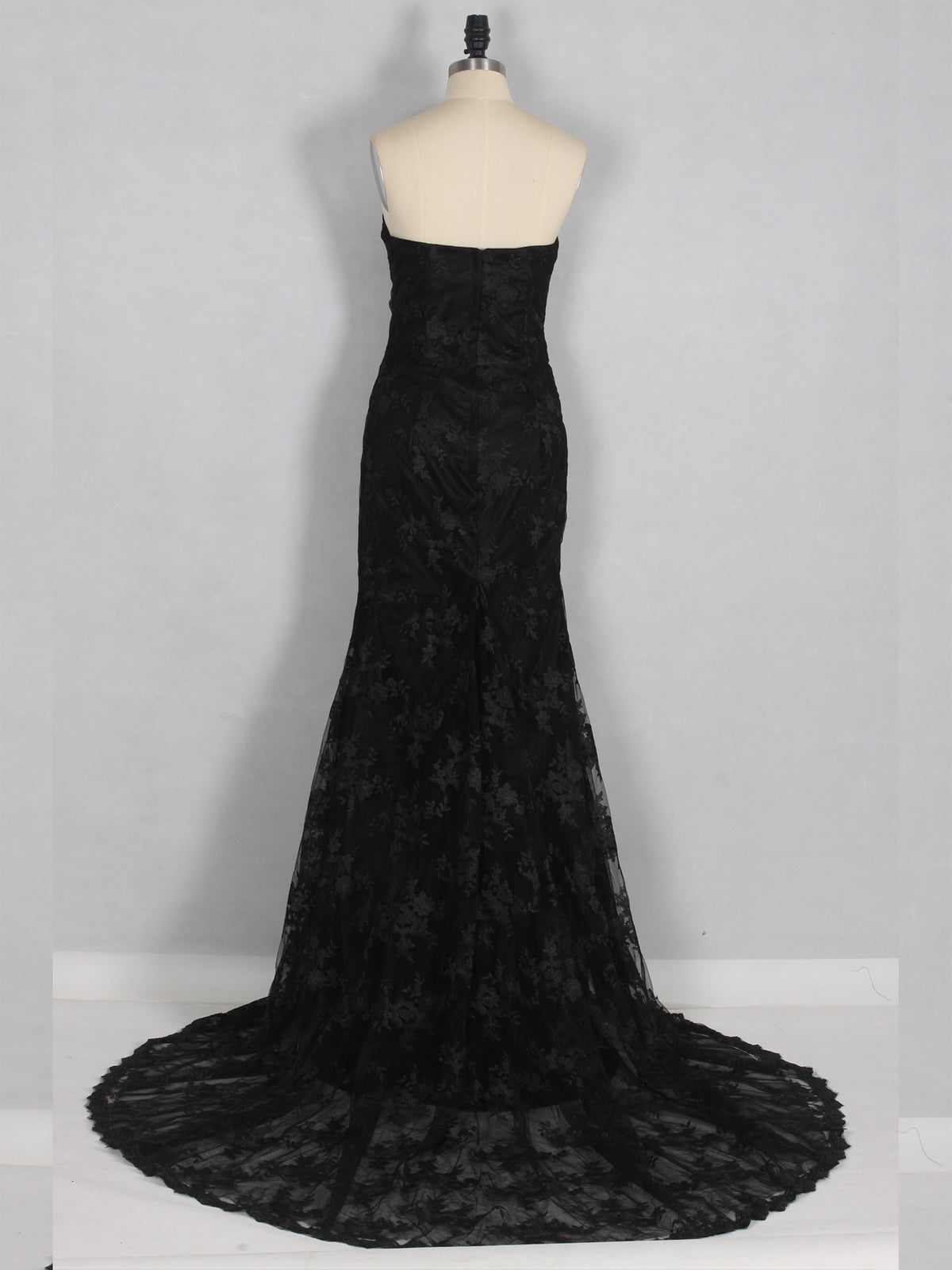 Black Sweetheart Whole Lace Fit and Flare Lace Evening Dress