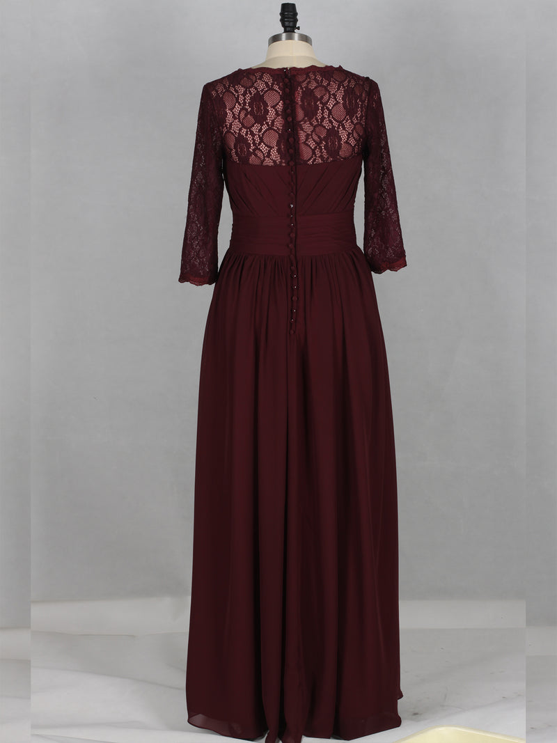 Aline Scoop Neckline Long Sleeve lace Evening Dress