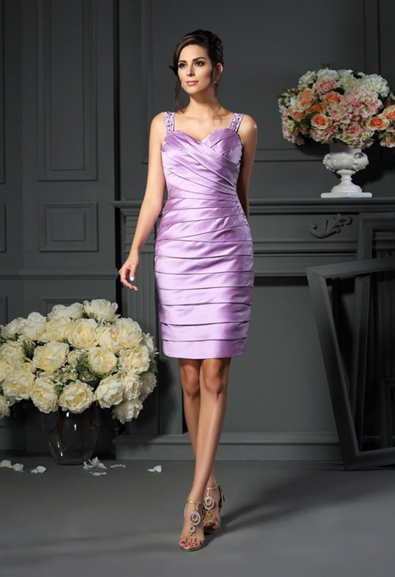 Sheath/Column Straps Satin Sleeveless Knee-Length Mother of the Bride Dress With Jacket