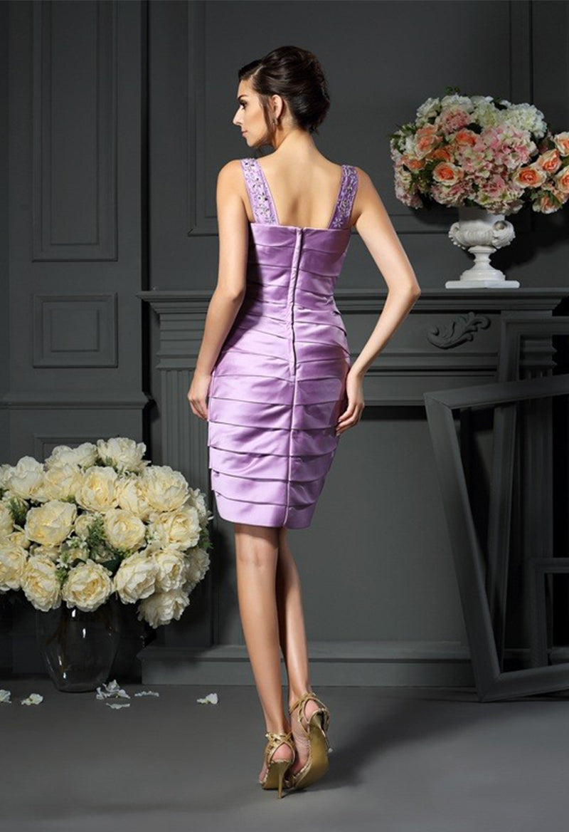 Sheath/Column Straps Satin Sleeveless Knee-Length Mother of the Bride Dress With Jacket