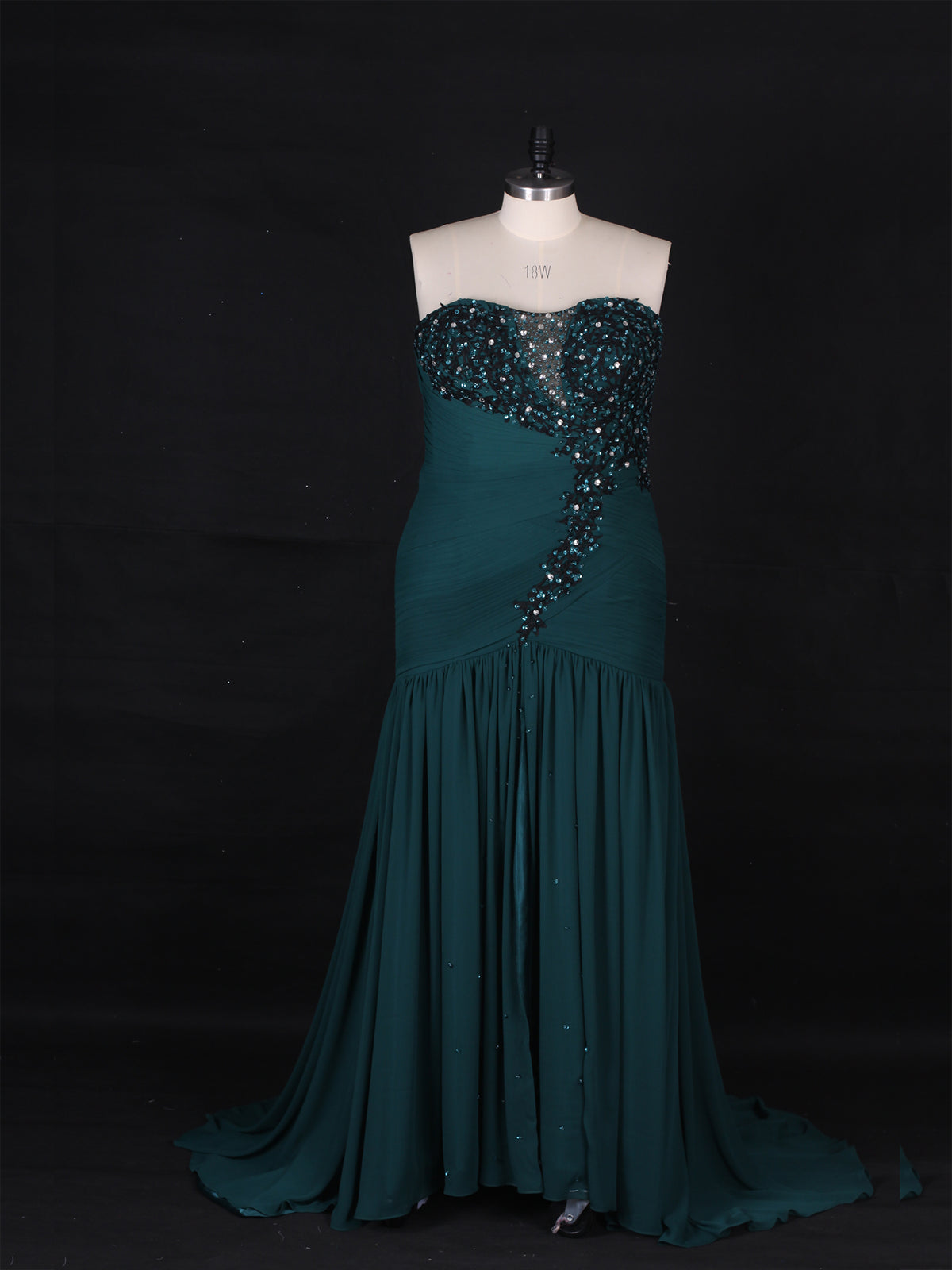 Strapless Mermaid Pleated Beads Evening Dress As Picture