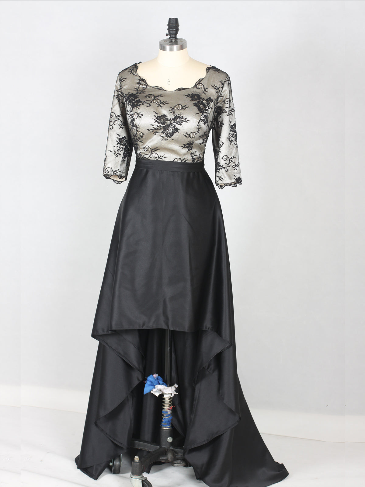 Black Two-tone High-Low Evening Dress As Picture