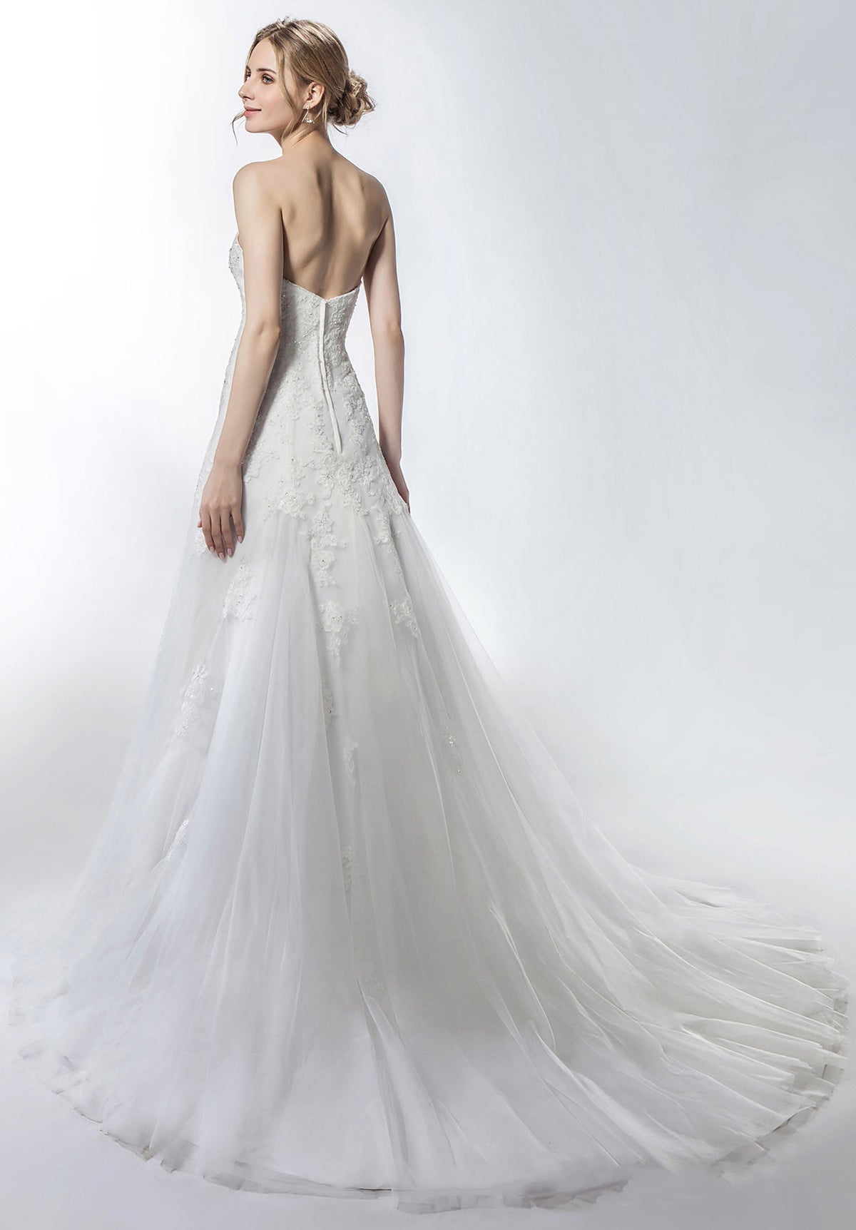 Romantic Sweetheart Lace Aline Strapless Wedding Dress