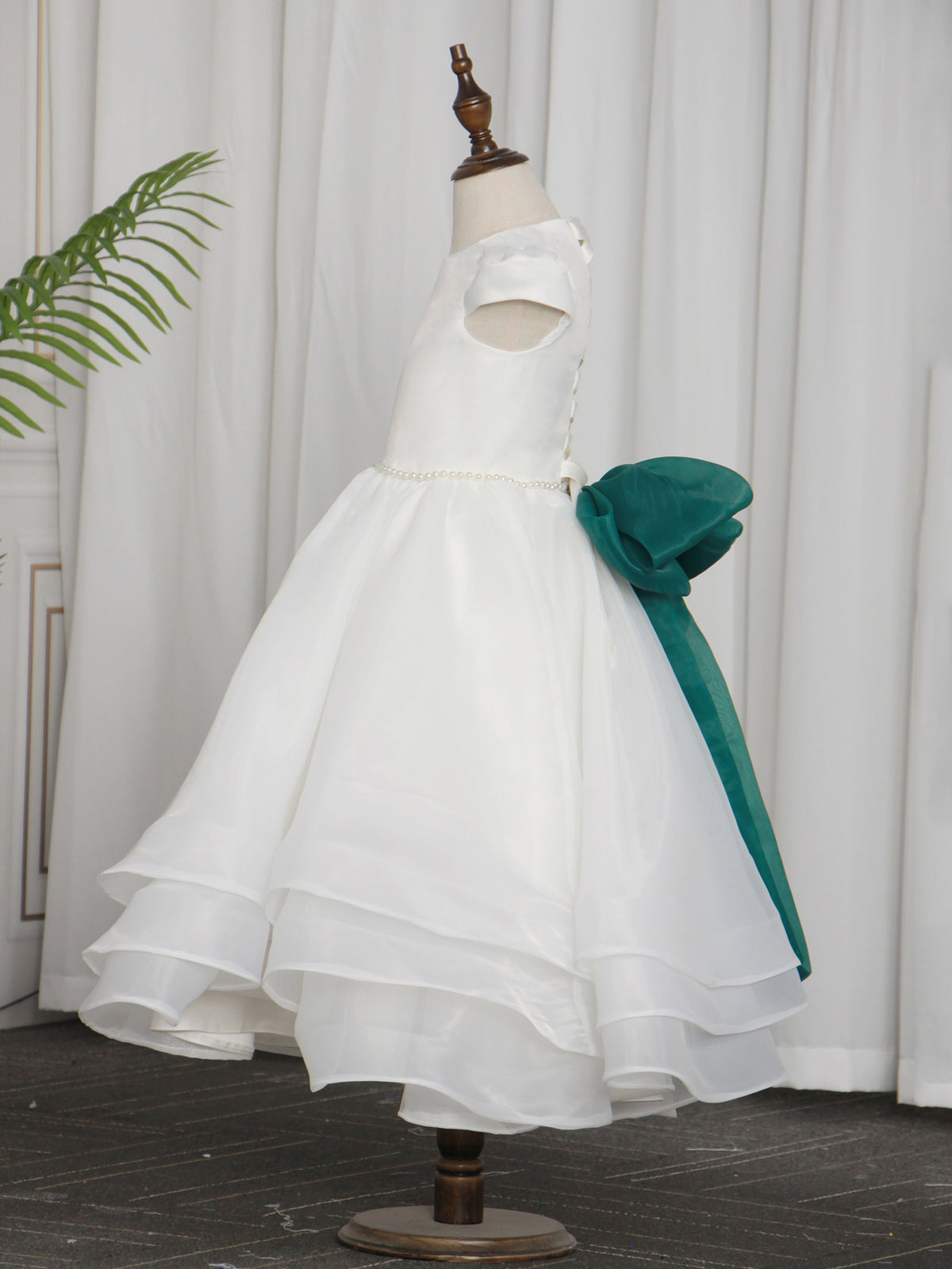 Jewel Neckline Cap Sleeve Aline With Bandage Flower Girl Dress