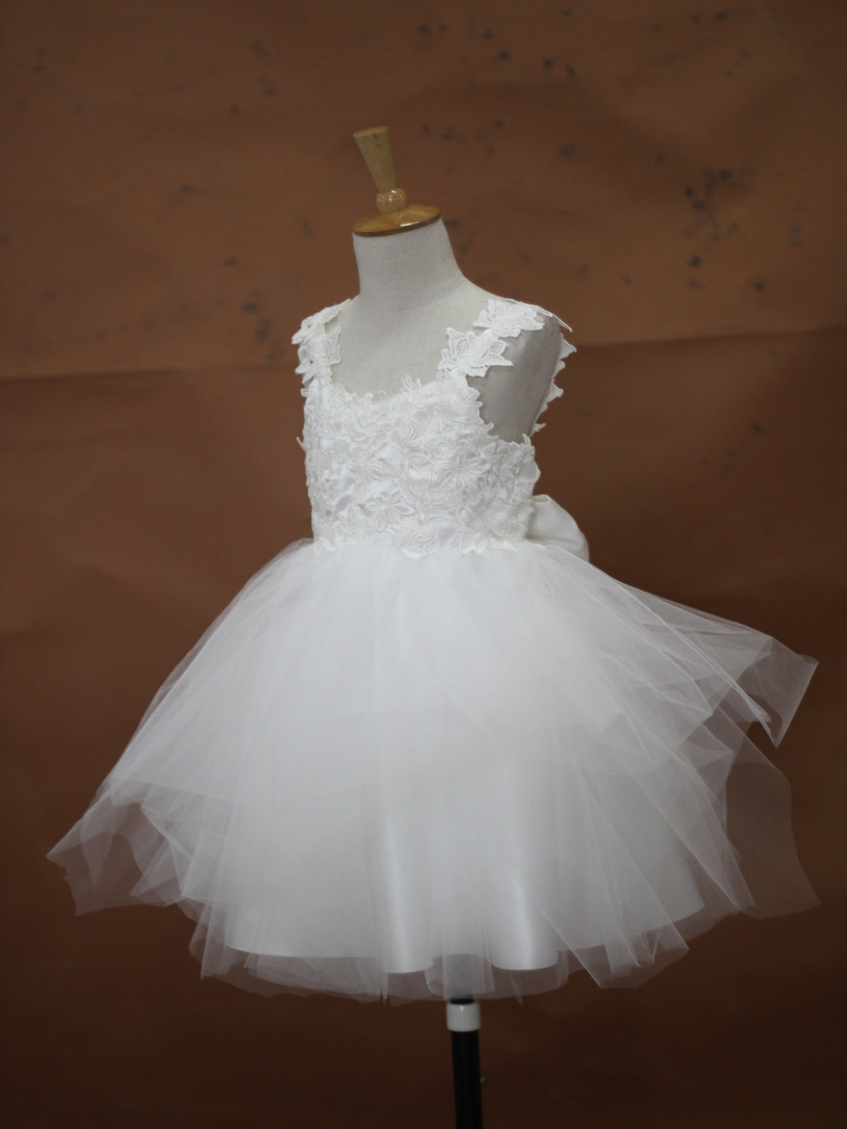 Tiered Strap Appliques Flower Girl Dress As Picture