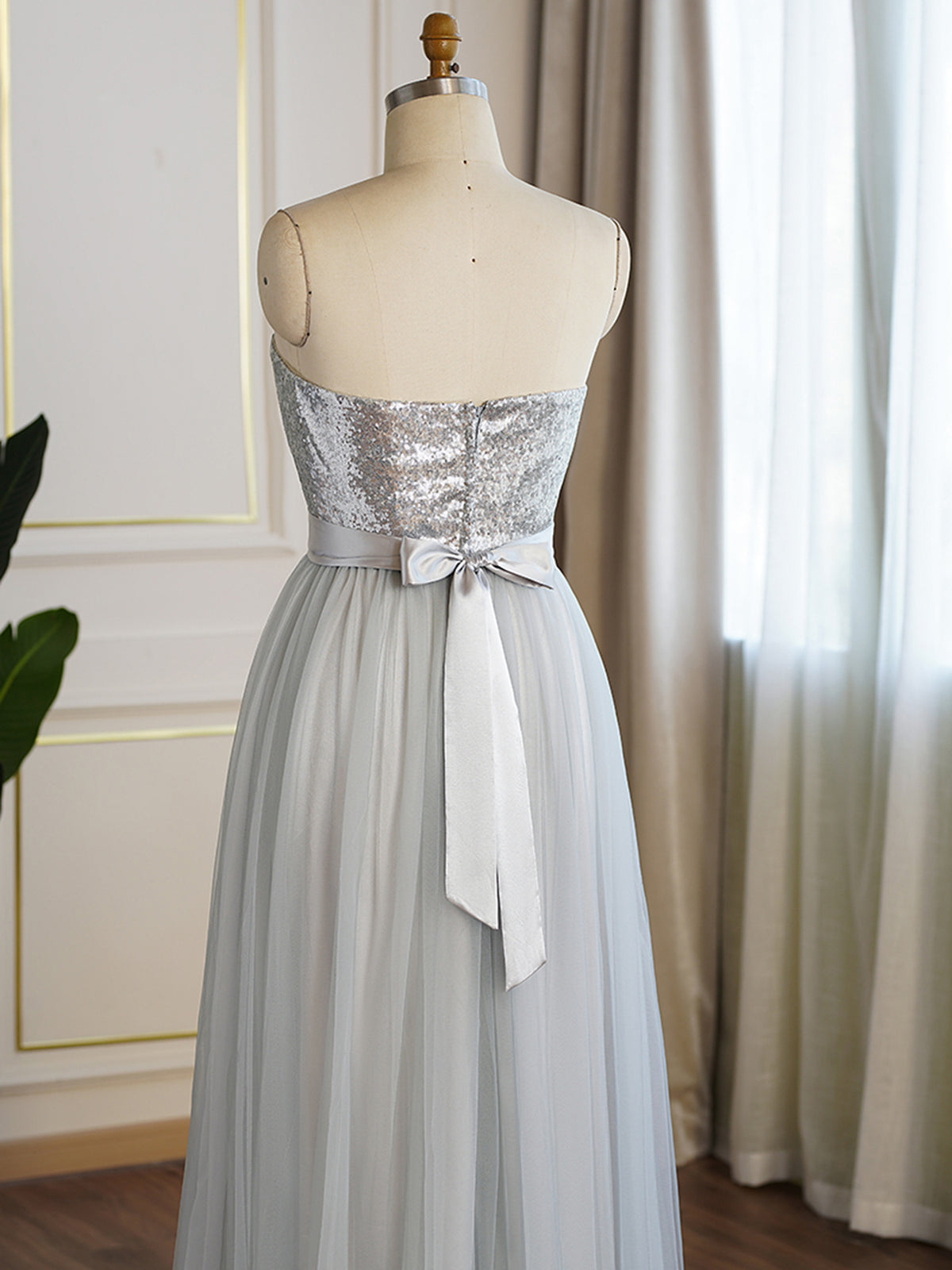 Sequin Strapless Aline Bridesmaid Gown