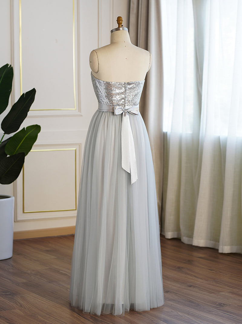 Sequin Strapless Aline Bridesmaid Gown