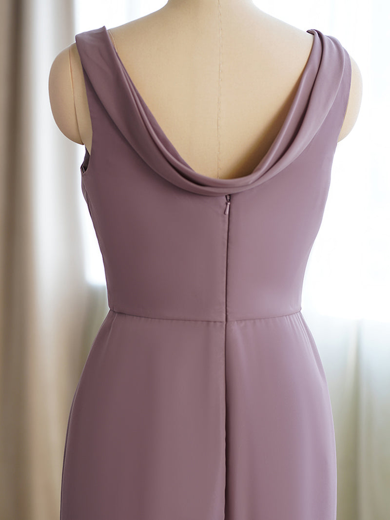 Cowl Scoop Neckline Fit Bridesmaid Dress