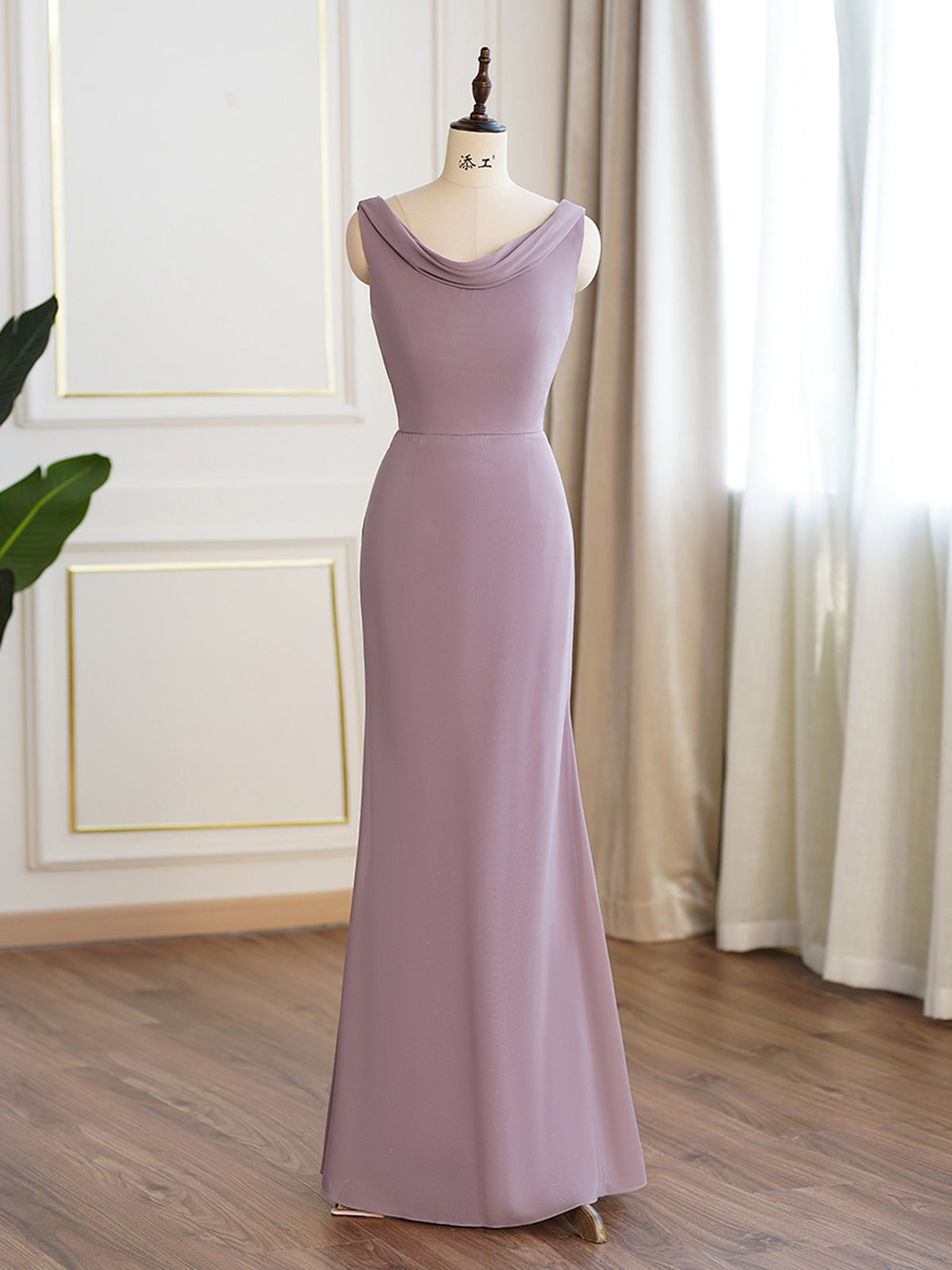 Cowl Scoop Neckline Fit Bridesmaid Dress As Picture