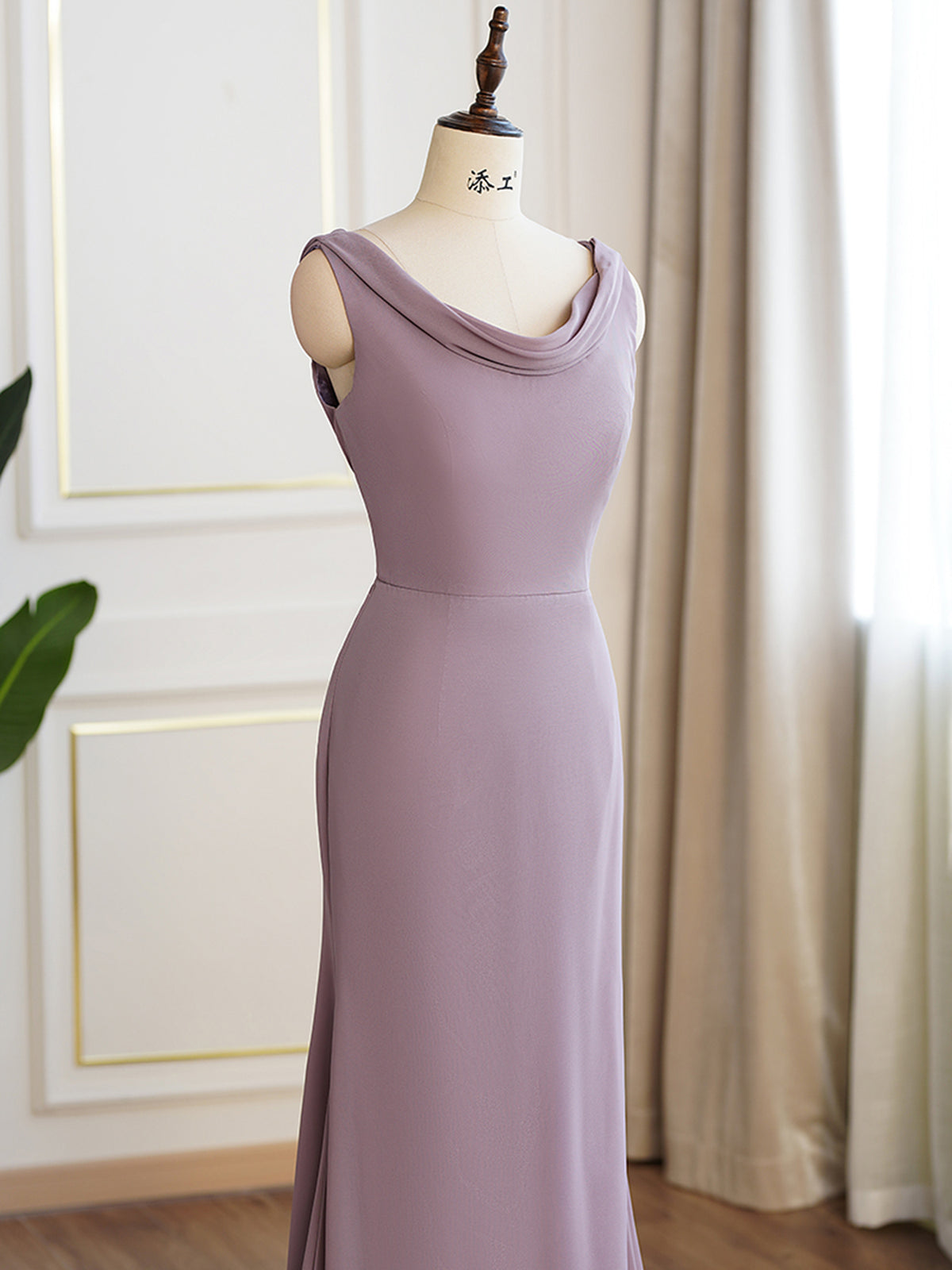 Cowl Scoop Neckline Fit Bridesmaid Dress