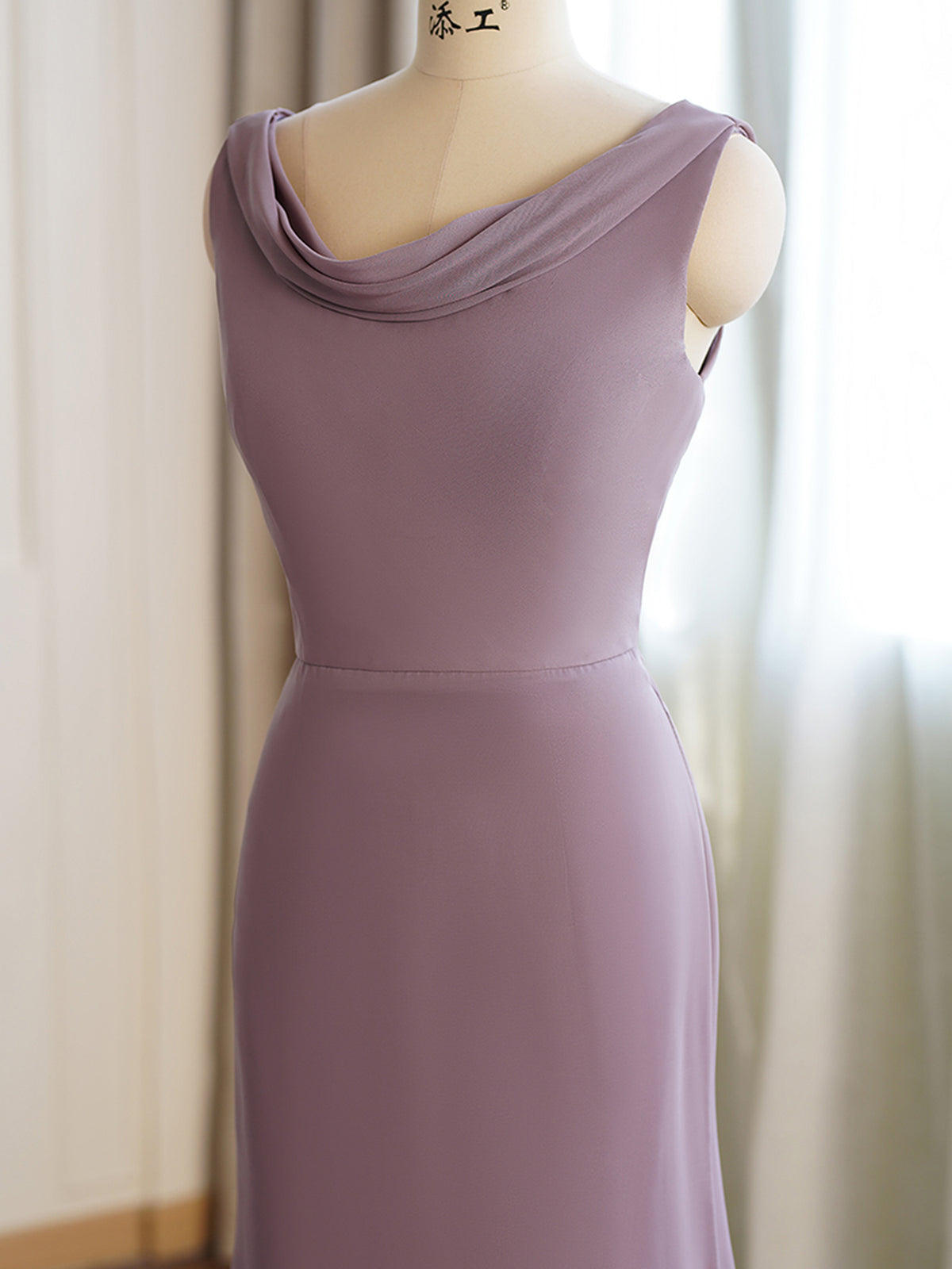 Cowl Scoop Neckline Fit Bridesmaid Dress