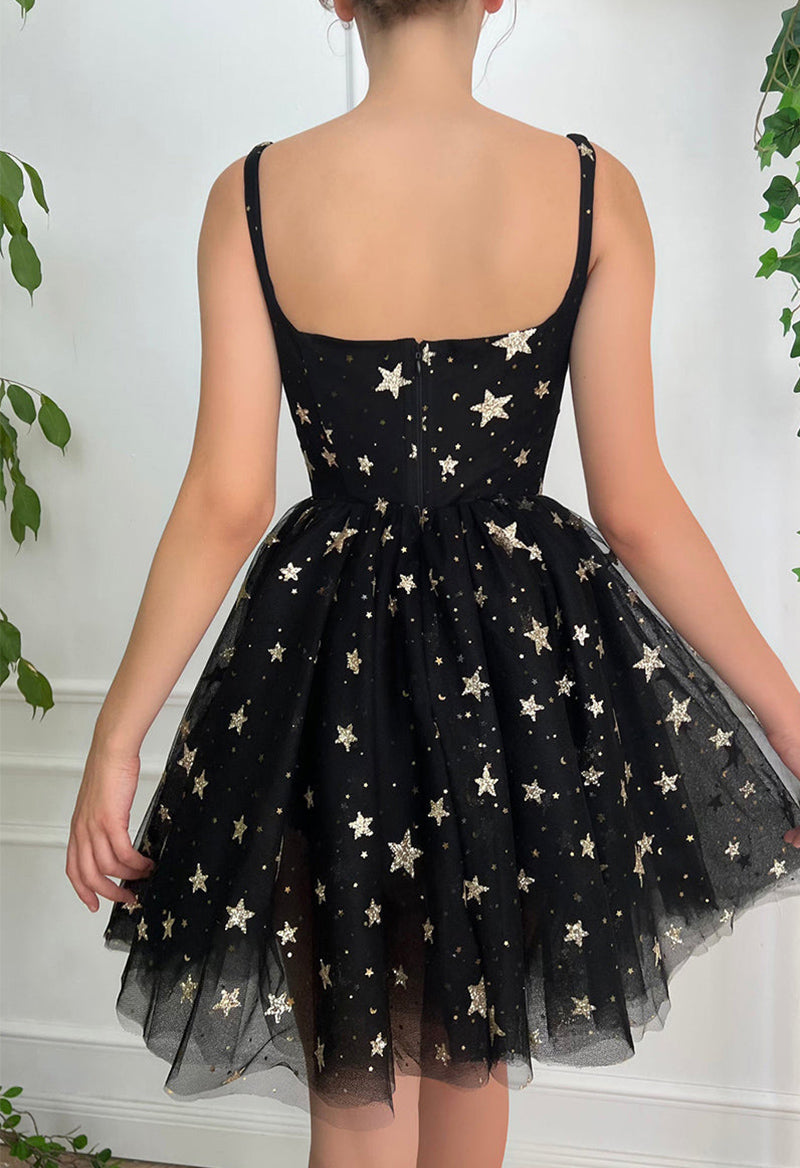 Sequin Lace Jewel Neck Star Homecoming Dress