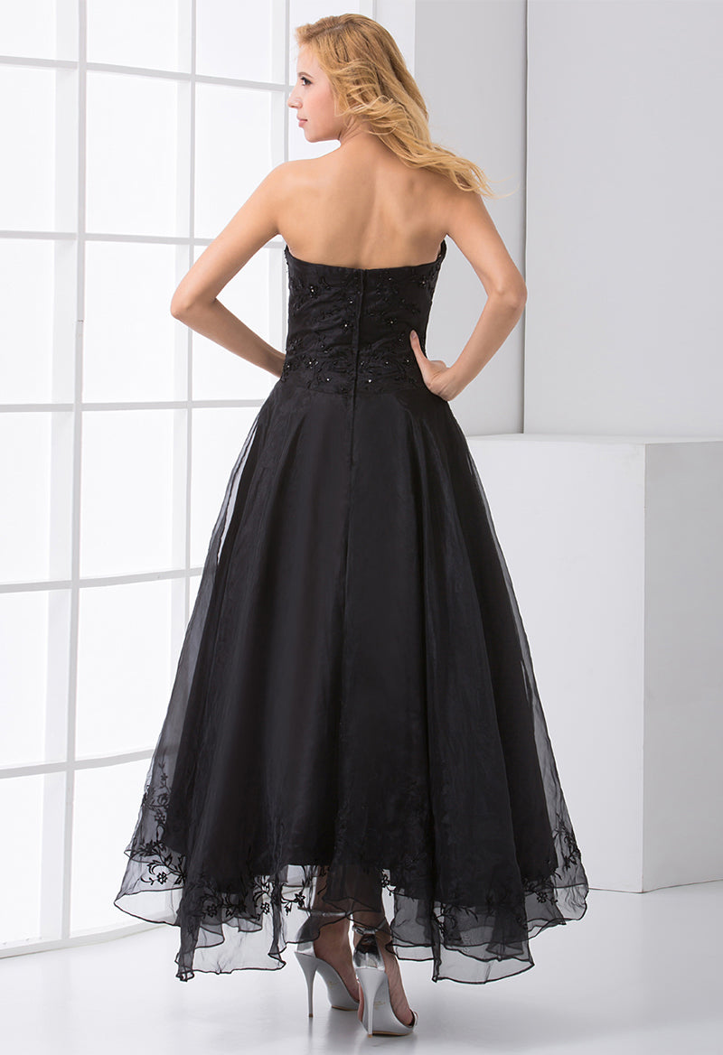 Sweetheart Neck Sleeveless Organza Beaded Prom Dress