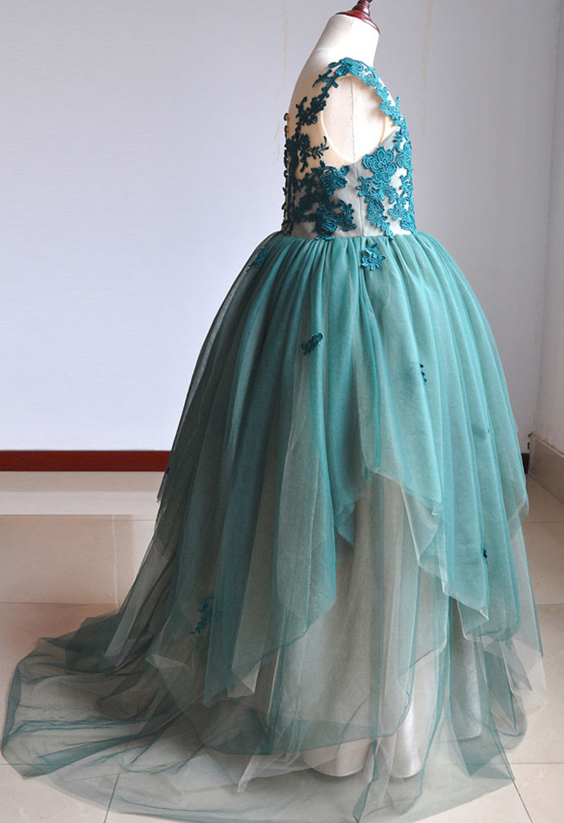 Tulle Appliquéd Sleeveless Ball Gown Flower Girl Dress