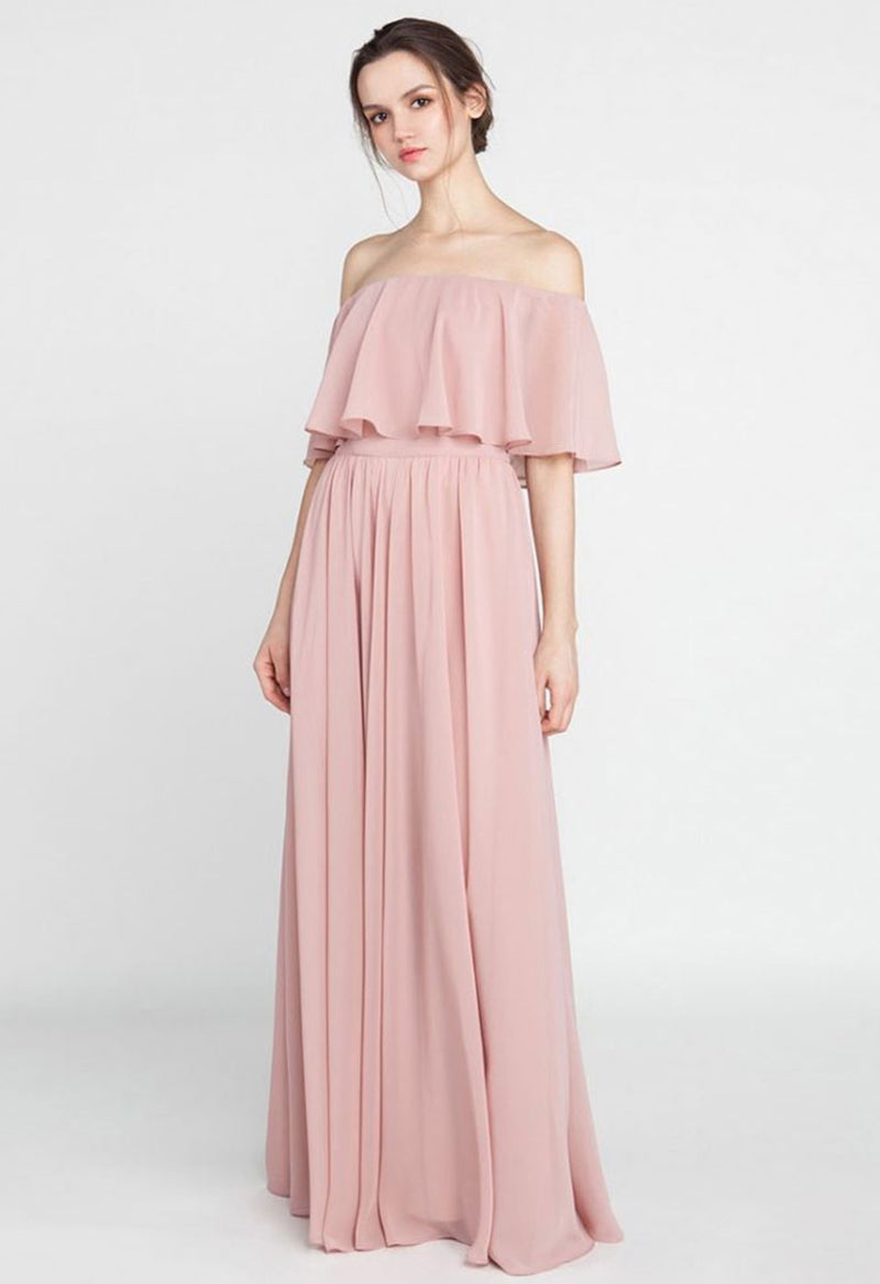 Off-The-Shoulder A-Line Short Sleeveless Bridesmaid Dress As Picture