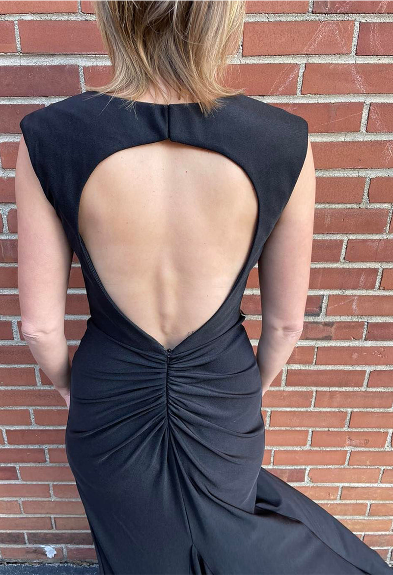 Simple Slit Backless V Neck Wedding Dress