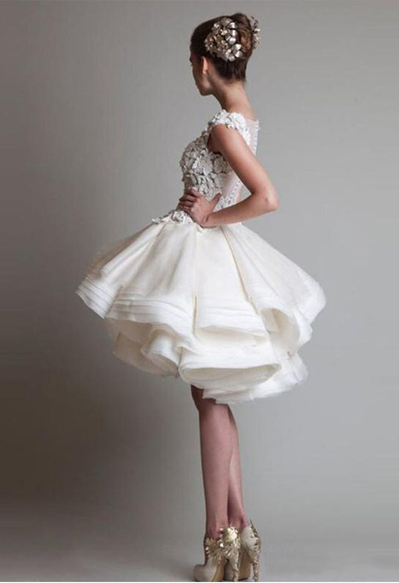 Floral Ruffle Sleeveless Vintage Wedding Dress