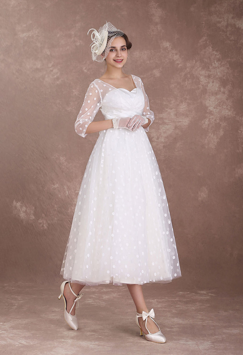 Polka dot lace outlet wedding dress