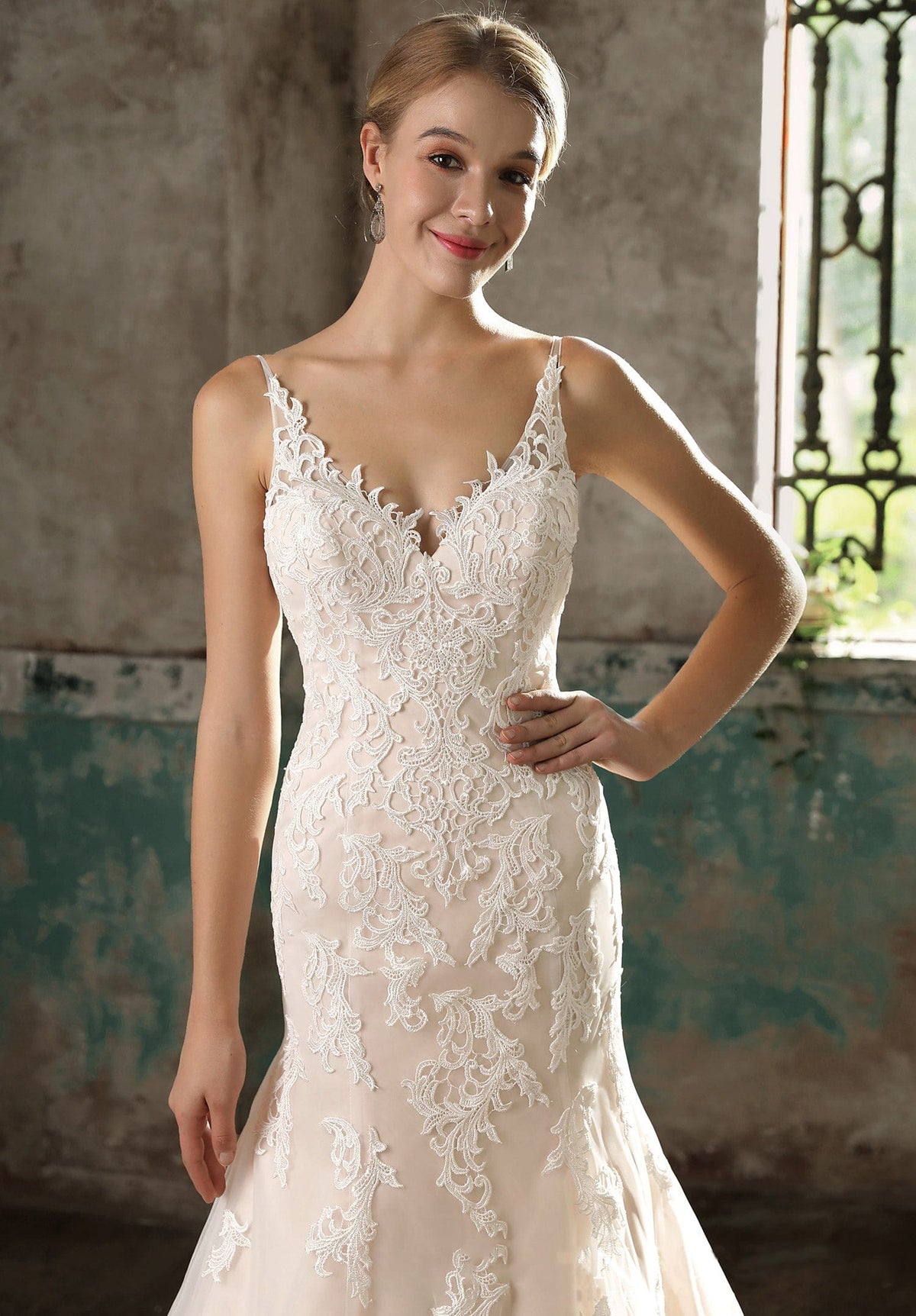 Spaghetti Strap Low Back Mermaid Classic Wedding Dress