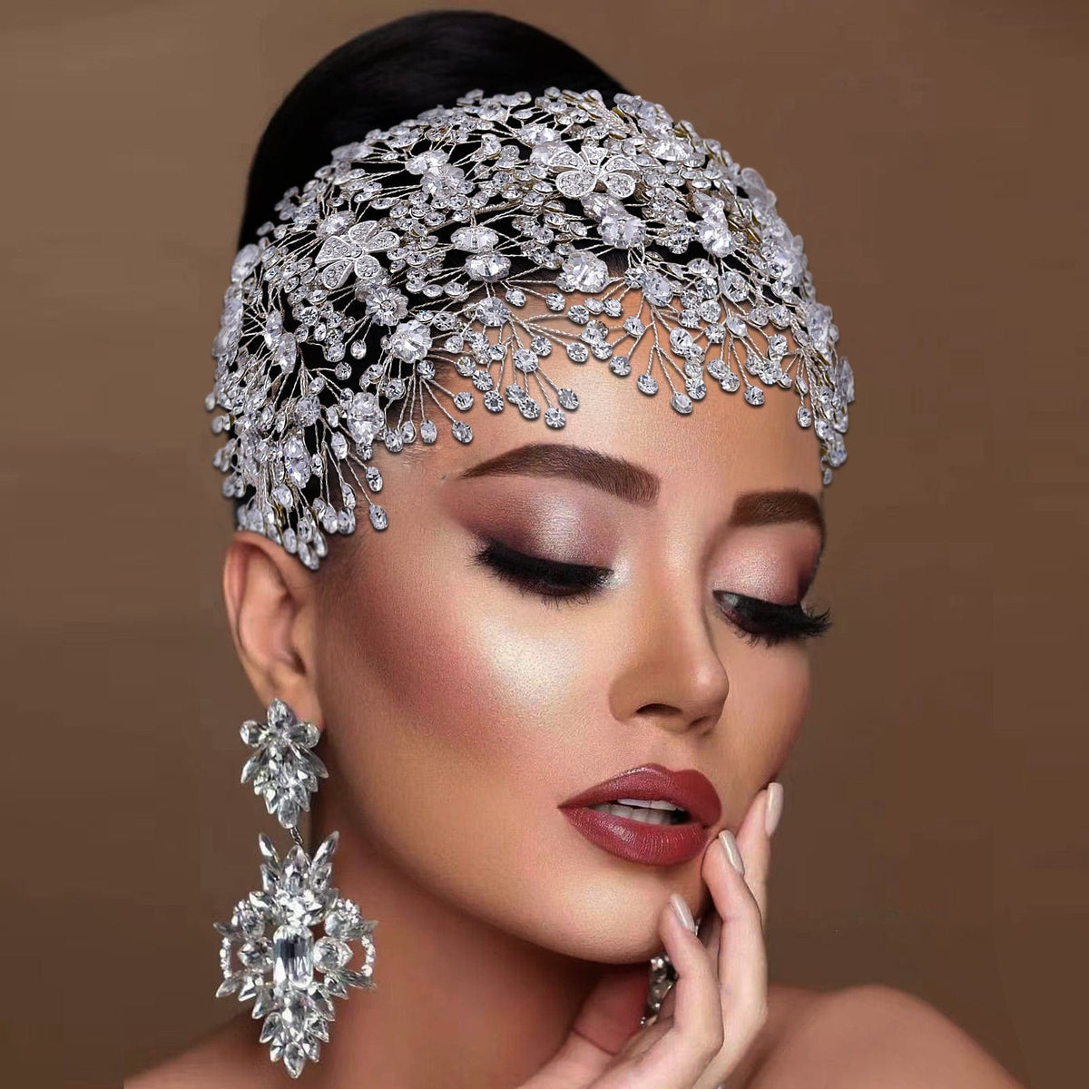 Alloy Headpieces With Rhinestone And Opal Sliver