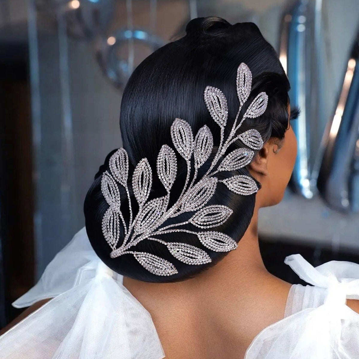 Rhinestone Leaf Headpiece With Haircomb